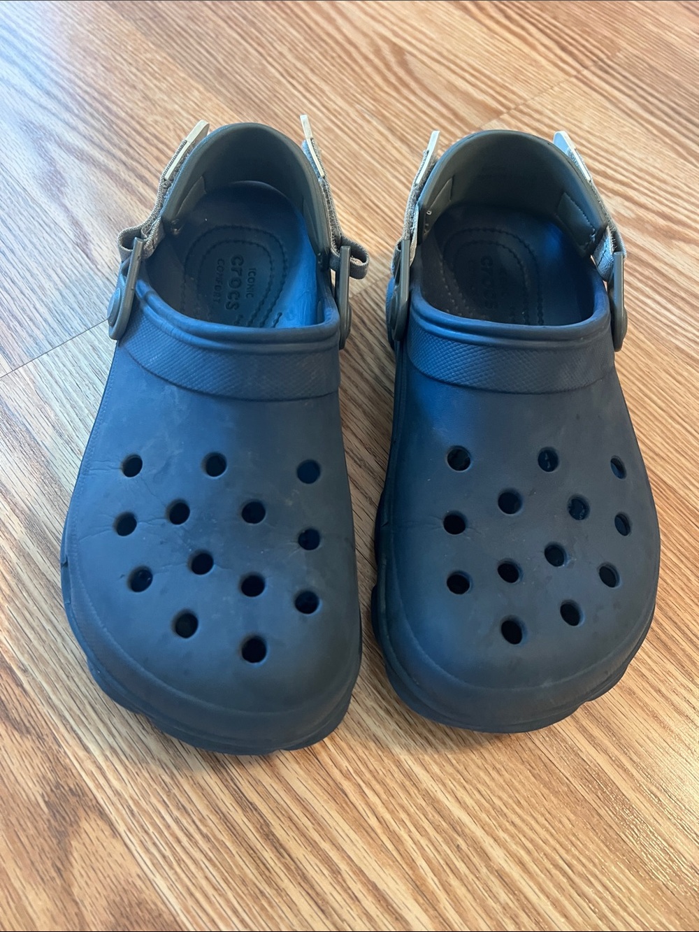 CROCS Kids Classic Clog in Black with Tan Strap